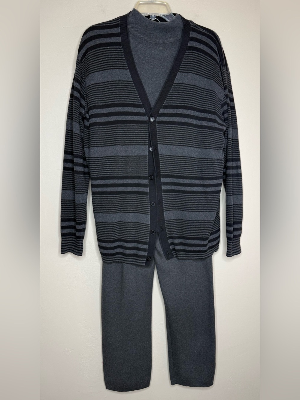 Joan Vass Vintage 3 Piece Loungewear Set Charcoal and Black